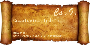 Csaplovics Irén névjegykártya